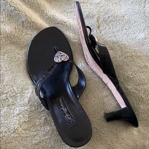 Brighton Leather Black Kitty Heels